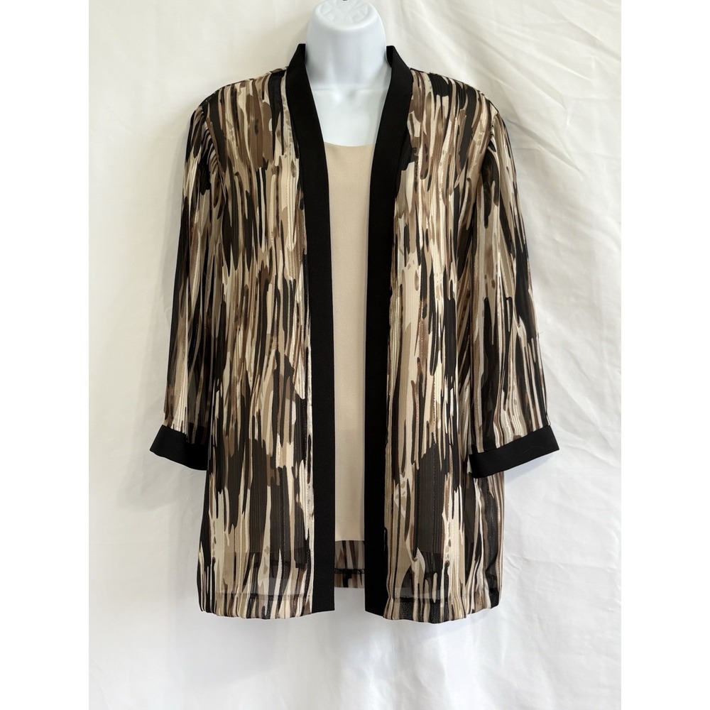 R &‎ M Collection Abstract Open Front 3/4 Sleeve Jacket Coordinating Shell W 16